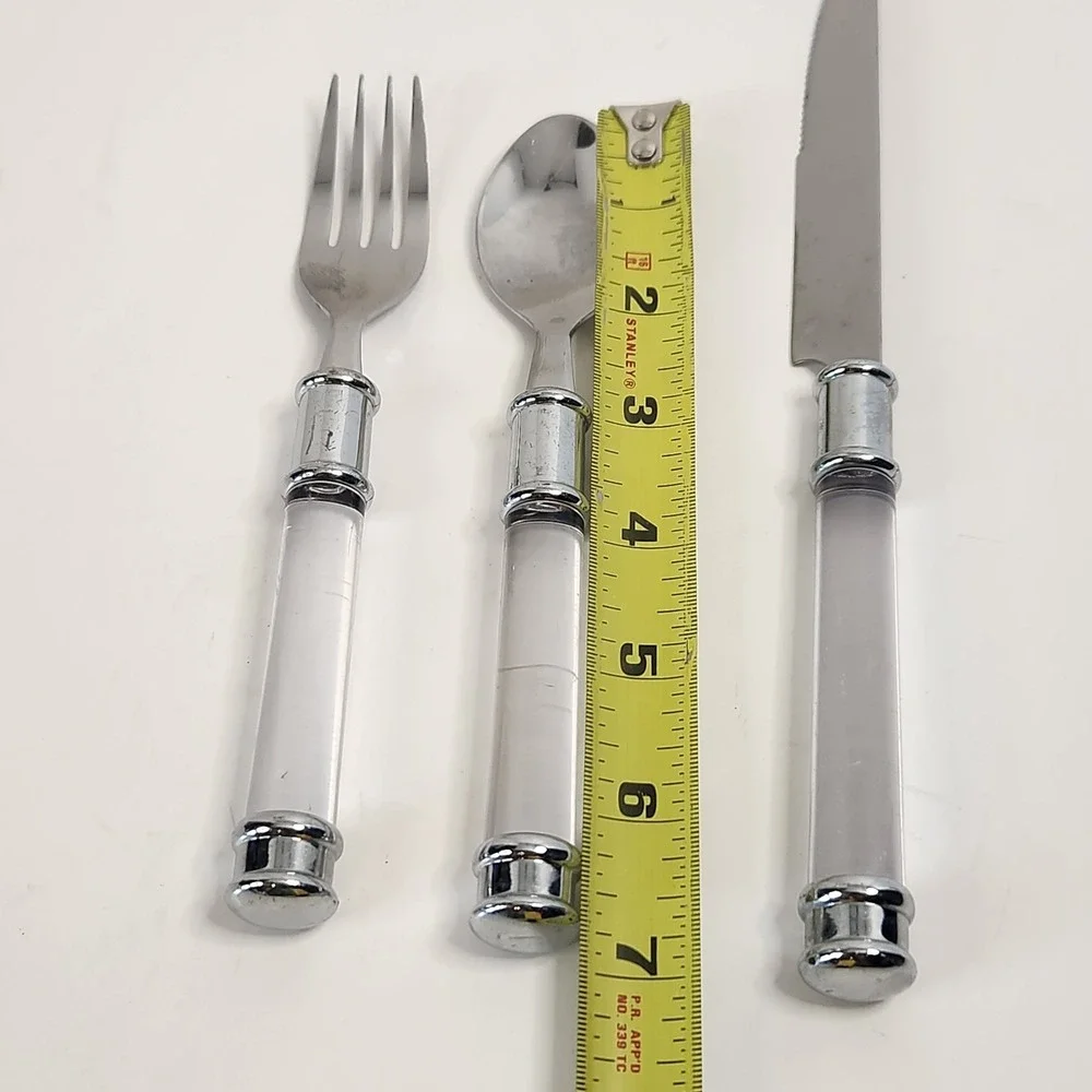 Vintage Clear Lucite Acrylic Handle Stainless Flatware 3 Pc Lot Replacement